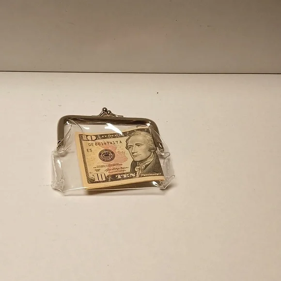 Clear Coin Purse with Silver color Frame Kiss lock NIP - Picture 3 of 5
